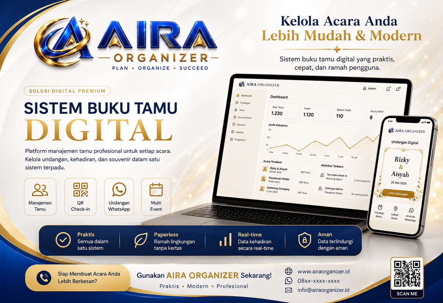Aira Organizer Buku Tamu Digital – QR Check-in